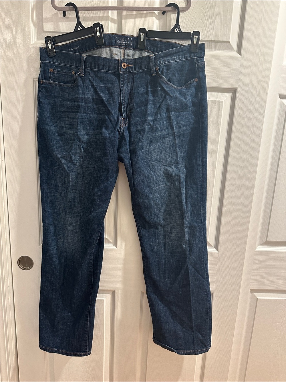 Lucky Brand Men's Classic Dark Blue Jeans - 455 Relaxed Boot Fit (42x34)